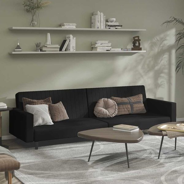 Schlafsofa 2-Sitzer, Moderne Sofa Schwarz Samt
