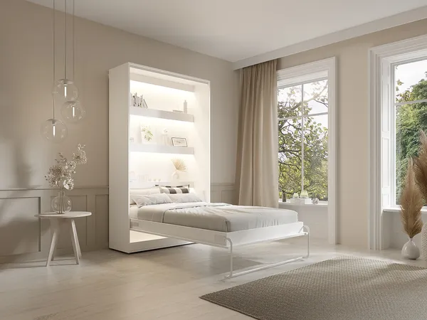 Vente-unique - RAPILI Bett Holz, Platte Weiß - B 50 cm239,2 cm x H 225,2 cm x L 139 cm