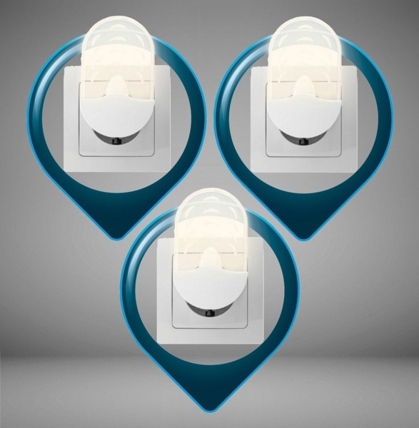 TRANGO LED Nachtlicht, Helligkeitssensor, 3er Pack 11-36O LED Steckerlicht *Oval* Wandlampe, Steckdosenlampe, Orientierungslicht, Kinderlicht, Nachtlicht, Steckdose, Sicherheitslicht mit Helligkeitssensor, Auto AN/AUS Orientierungsleuchte