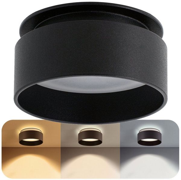SSC-LUXon LED Aufbaustrahler Sudara LED Einbauspot schwarz 6W dimmbar 3CCT indirektes Licht Spot, Neutralweiß, Warmweiß, Tageslichtweiß