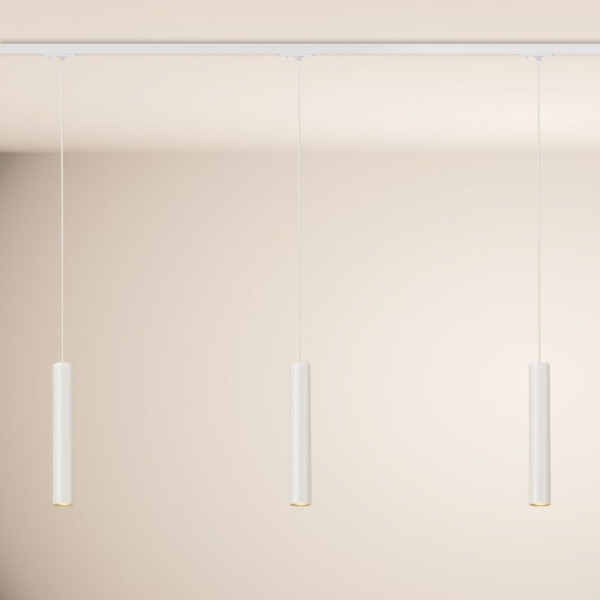 s.luce Crutch Hängelampe 1-Phasen-Schiene 200cm Endeinspeiser Weiß