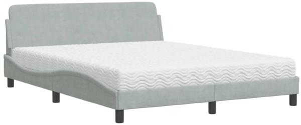 vidaXL Bett mit Matratze "Dover" Hellgrau 160x200 cm Samt 3208431