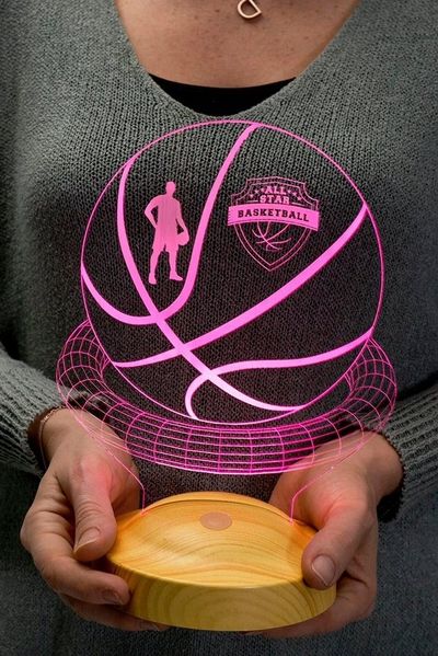 Geschenkelampe LED Nachttischlampe Basketball 3D Gravur Geschenk für Basketball Liebhaber NBA, Leuchte 7 Farben fest integriert, Geschenk für Basketball Spieler, Männer