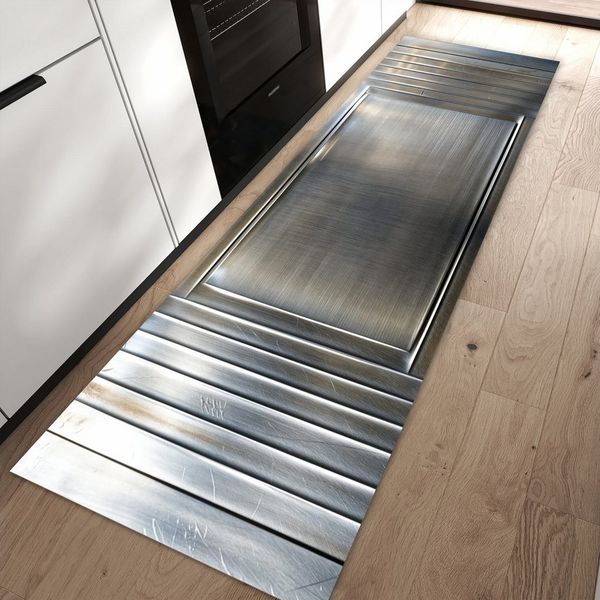 Primedeco Teppich Küchenteppich Metallrahmen PVC rutschfest abwaschbar Läufer, Rechteckig, Höhe: 3 mm, Pflegeleicht & Wasserabweisend