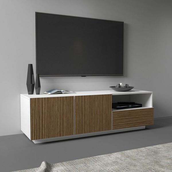 INOSIGN Lowboard Vega,Lowboard,TV Board,TV Schrank,150 cm, mit 2 Türen und 1 Schublade,Fronten mit Rillen-Optik