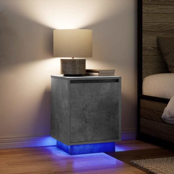 vidaXL Nachttische mit LED-Leuchten 2 Stk. Betongrau 38x34x50 cm 861272
