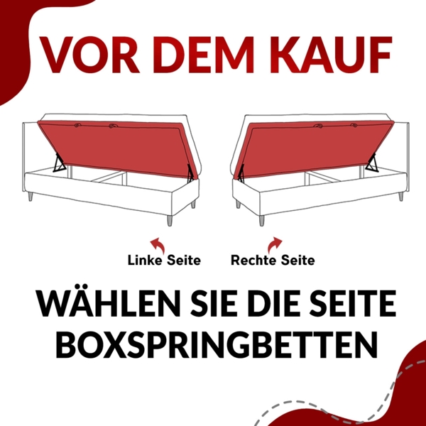 Boxspringbett PERA, Polsterbett mit Kopfstütze, gepolsterte Kopfstütze, Einzelbett, 90x200 - Hellgrau Stoff - rechts - H4 Bild 9