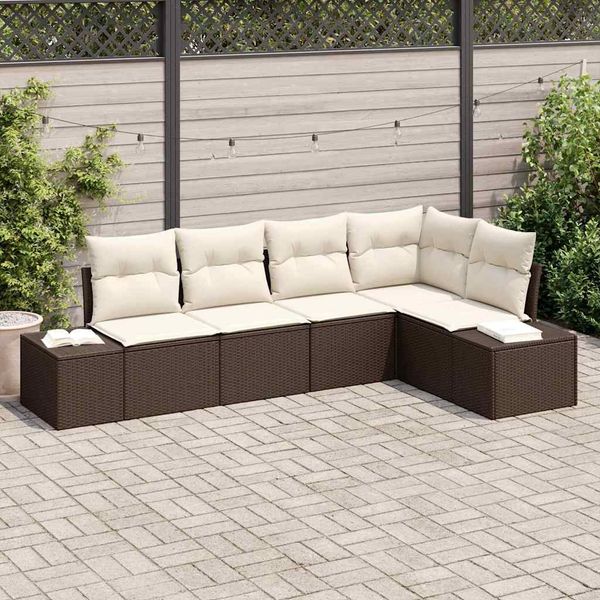 vidaXL Gartensofa-set 5 pcs Braun Poly-Rattan 3347058