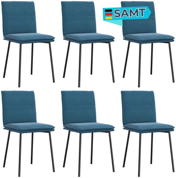 Esszimmerstühle VERA 6er Set Blau Samt | Polsterstühle Küchenstuhl Wohnzimmerstühle Essstühle bequem