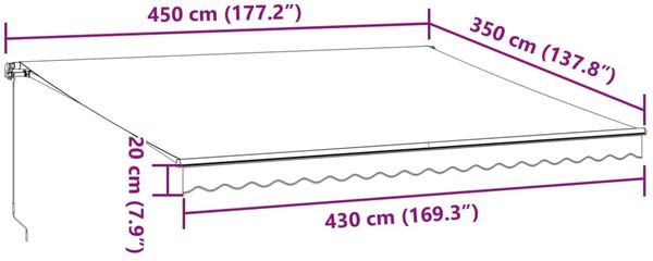 vidaXL Markise Manuell mit LEDs Anthrazit & Weiß 450x350 cm 3215813 Bild 11