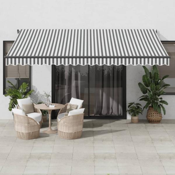 vidaXL Markise Manuell mit LEDs Anthrazit & Weiß 450x350 cm 3215813