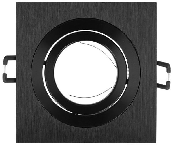 Einbaustrahler GU10 Einbaurahmen 35° Schwenkbar Ø85mm Bohrloch Aluminium inkl. GU10 Fassung für LED Leuchtmittel Schwarz Eckig
