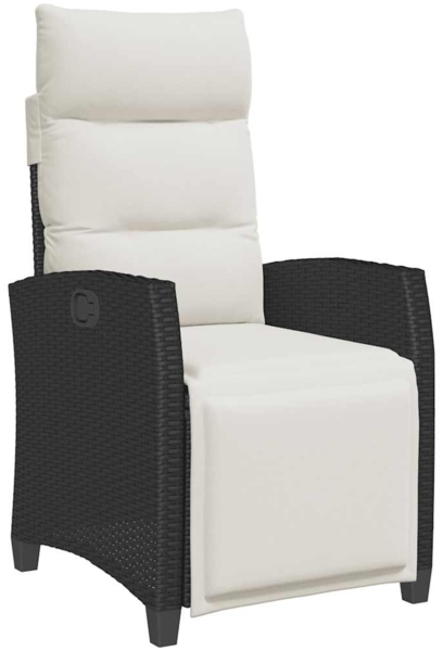 vidaXL Gartensessel mit Beistelltisch Verstellbar Schwarz Poly Rattan 4108275