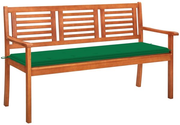 vidaXL 3-Sitzer-Gartenbank mit Auflage 150 cm Massivholz Eukalyptus 3061001
