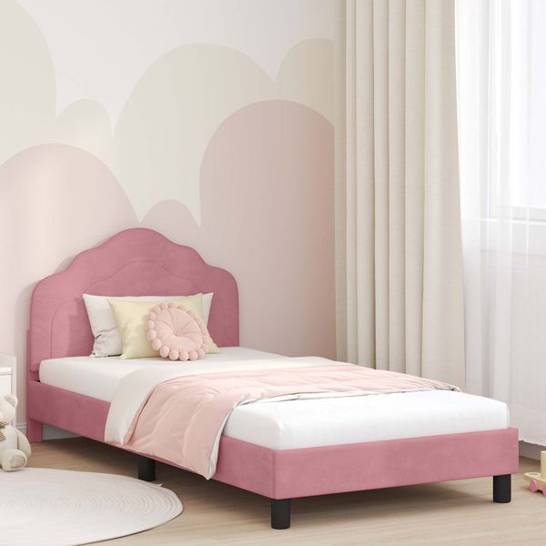 vidaXL Kinderbettgestell mit Kopfteil Rosa 90 x 190 cm Samt 42010953
