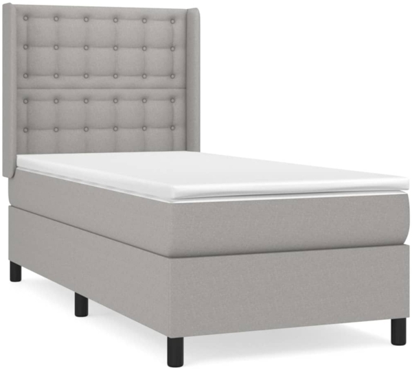 Boxspringbett mit Matratze Stoff Hellgrau 90x200 cm, Härtegrad: H2 [3131721]