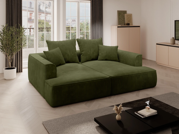 Vente-unique - Sofa 3-Sitzer - tiefe Komfortsitzfläche - Cord - Khaki - PINETA Bild 1
