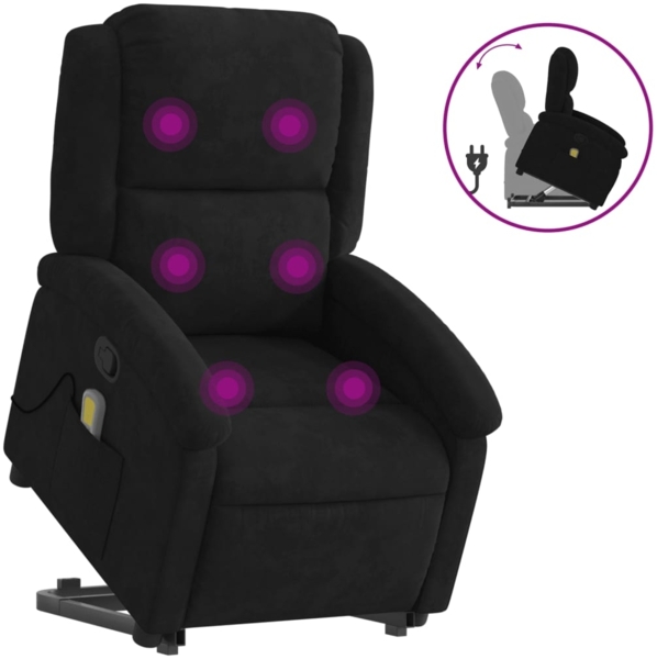 vidaXL Massagesessel mit Aufstehhilfe Schwarz Samt 3204317