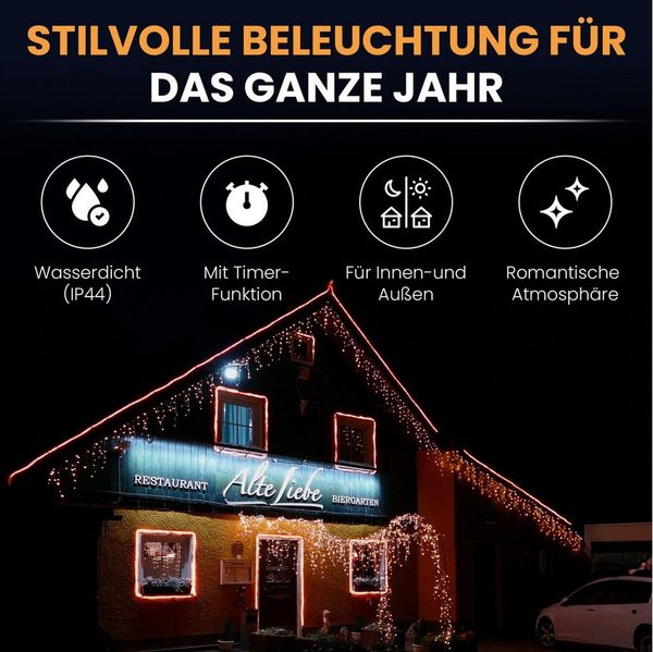 Gartenpirat LED-Lichterkette Eisregen LED-Beleuchtung Weihnachtsdeko für außen mit Timerfunktion, 4,2 m Bild 2