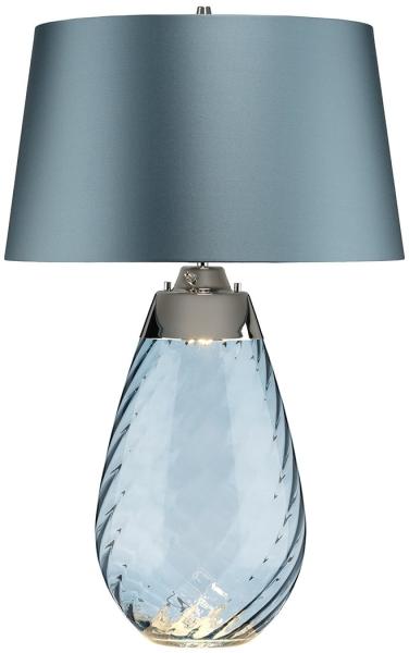 Elstead Lighting Lena Tischleuchte Large 2-Light Blau Nickel Stoffschirm Blau 74cm