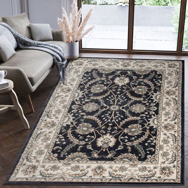 Mazovia Orientteppich Oriente Teppich - Traditioneller Teppich Orient Schwarz Beige, 80 x 150 cm, Geeignet für Fußbodenheizung, Pflegeleicht, Wohnzimmerteppich