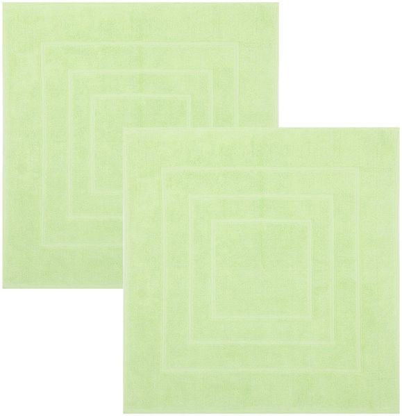 Betz Badematte 2 Stück Badvorleger Palermo Größe 60x60 cm, eingewebte Quadratmuster, strapazierfähig, Baumwolle, quadratisch
