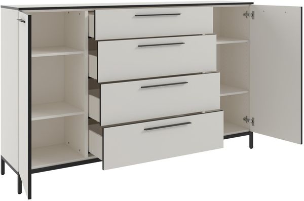 Sideboard >soul< in Pastellweiß - Metall schwarz matt - 180x110,6x40cm (BxHxT) Bild 4