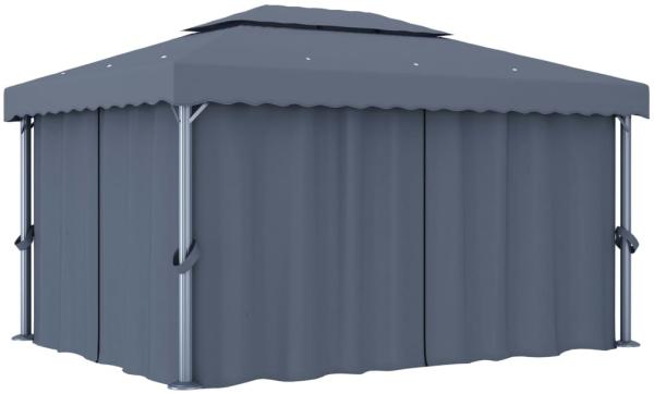 vidaXL Pavillon mit Vorhang 4x3 m Anthrazit Aluminium 3053376