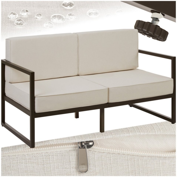 tectake Essgruppe Garten-Loungesofa, (Set, 1-tlg), Pulverbeschichtetes Stahlgestell für maximale Stabilität