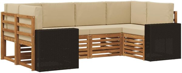 vidaXL Ecksofa Set mit Kissen 6 pcs Natur und Beige Polyester 3384784