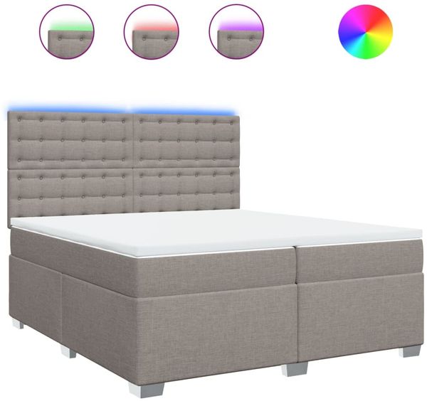 vidaXL Boxspringbett mit Matratze Taupe 200x200 cm Stoff 3292913 Bild 2
