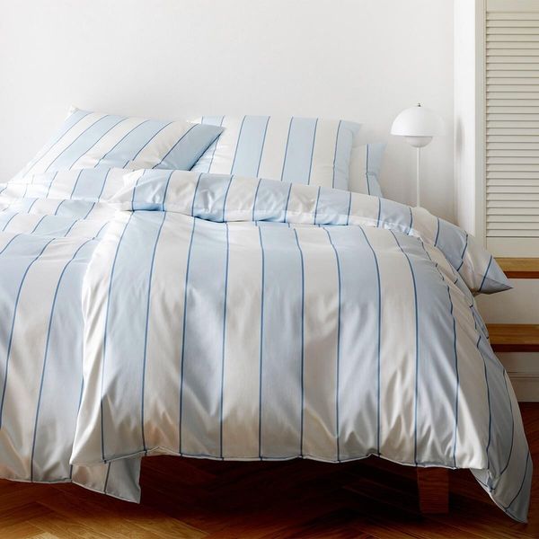 elegante Mako-Satin Bettwäsche Levens himmelblau|155x200 cm + 80x80 cm