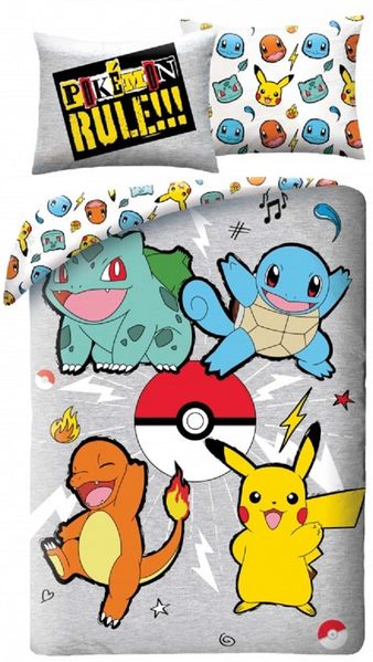 Pokémon Bettwäsche Set aus Mikrofaser Bettdeckenbezug 140 × 200 cm mit 70 × 90 cm Kissenbezug