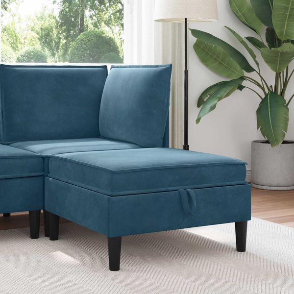 vidaXL Sofa-Hocker mit Stauraum Blau Samt 42027141