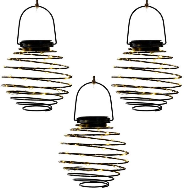 3er Set LED Solarleuchte, Bienennest, anthrazit, D 15 cm