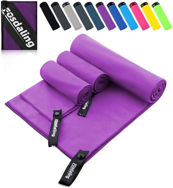 Mikrofaser Handtuch 3er Set, Groß 160×80cm, 2 Klein 80×40cm, Schnelltrocknend
