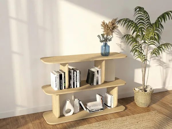 Vente-unique - NELERIA Regal Holz, Platte BeigeBeige - B 40 cm x H 81,3 cm x L 120 cm