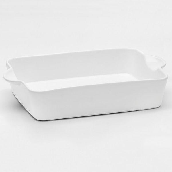 van Well Auflaufform Backform eckig, 35 x 22,5 x 7,5 cm, Porzellan, (1-St), weiß glänzend, spülmaschinen- und mikrowellengeeignet