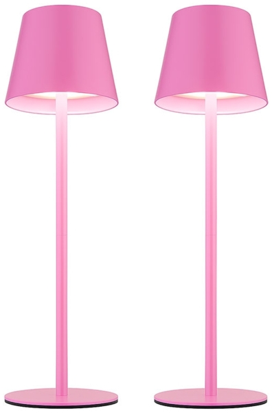 2er Set LED Tischlampe, pink, Akku, Touchdimmer, Flaschenaufsatz