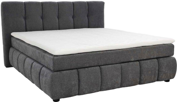 Jockenhöfer 'Cora' Boxspringbett, 180x200 cm, Flachgewebe Dunkelgrau