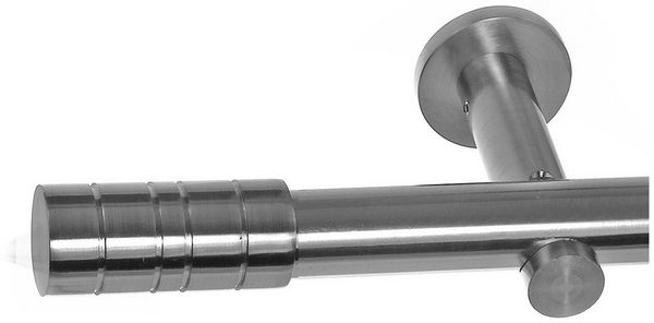 BASIT Gardinenstange Edelstahloptik 20mm mit Wandträgern 120 cm E34, Ø 20 mm, 1-läufig, verschraubt, Metall, H31 120 cm E34 Zylinder