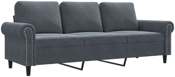 vidaXL 3-Sitzer-Sofa, Samt dunkelgrau, 212 x 77 x 80 cm