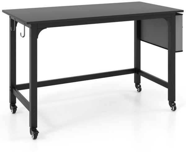 COSTWAY Schreibtisch Mobile, Computertisch mit stabilem Metallrahmen, Arbeitstisch mit 4 Raedern, Buerotisch, PC-Tisch, Bueromoebel fueers Wohnzimmer, Arbeitszimmer, Buero, schwarz Bild 4