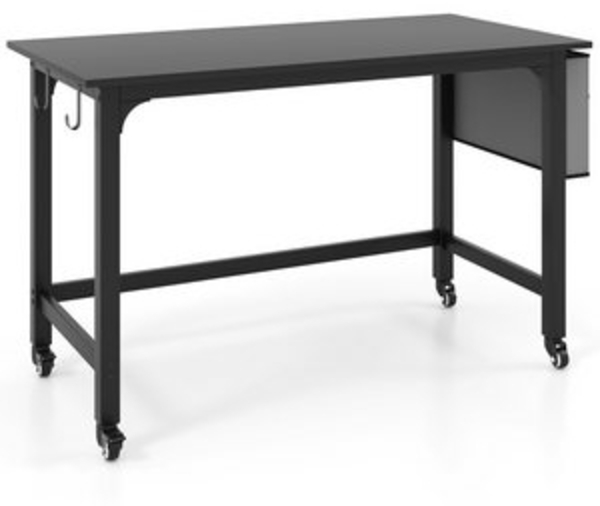COSTWAY Schreibtisch Mobile, Computertisch mit stabilem Metallrahmen, Arbeitstisch mit 4 Raedern, Buerotisch, PC-Tisch, Bueromoebel fueers Wohnzimmer, Arbeitszimmer, Buero, schwarz Bild 6