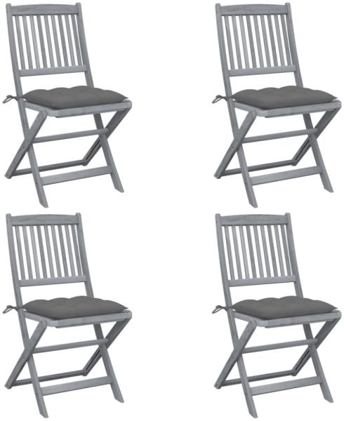 vidaXL Klappbare Gartenstühle 4 Stk. mit Kissen Massivholz Akazie 3064579