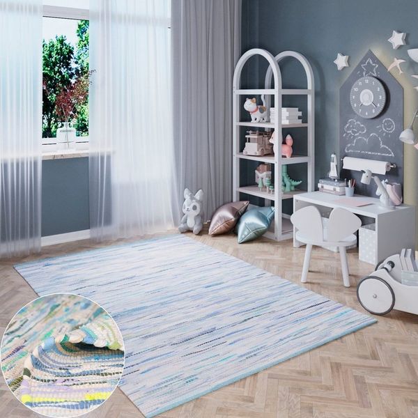 OTTO home Teppich Bente, rechteckig, Höhe: 10 mm, Handweb Teppich, 90% Baumwolle, handgewebt, Scandi