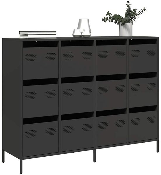 vidaXL Sideboard Schwarz 135x39x103,5 cm Kaltgewalzter Stahl 3307173