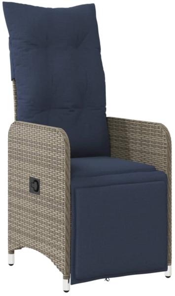 vidaXL Gartensessel Verstellbar mit Kissen Grau Poly Rattan 365699