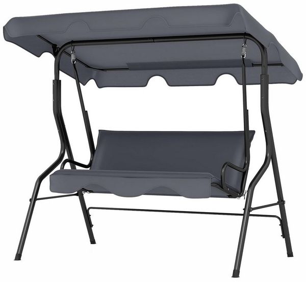 KOMFOTTEU Hollywoodschaukel Schaukelbank 3-Sitzer, mit verstellbarem Sonnendach, Gartenschaukel Stahl