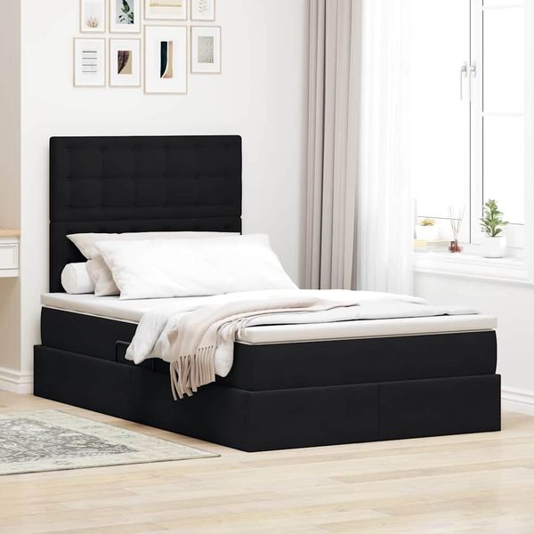 vidaXL Aufbewahrungsbett mit Matratze Schwarz 120 x 190 cm Samt 3372137